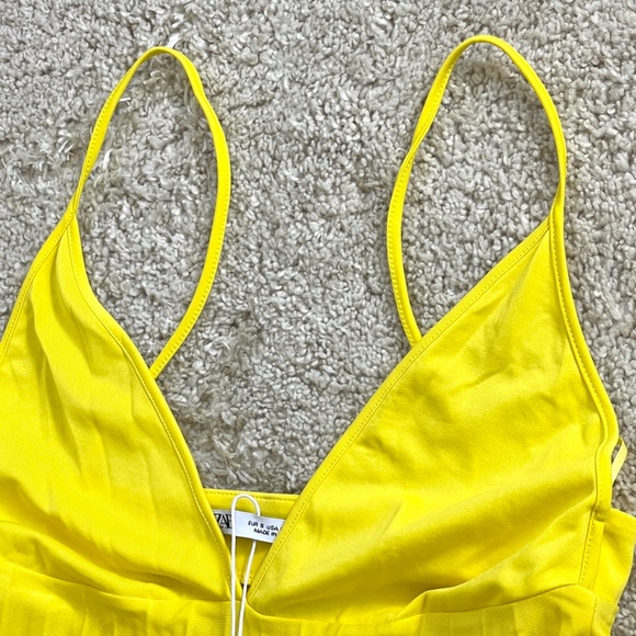 NEW Zara Yellow Pleated Camisole Dress Size Small - Picture 7 of 10